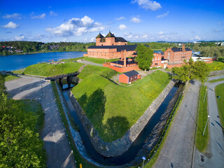Aerial view of medieval H&auml;me castle in H&auml;meenlinna, Finland