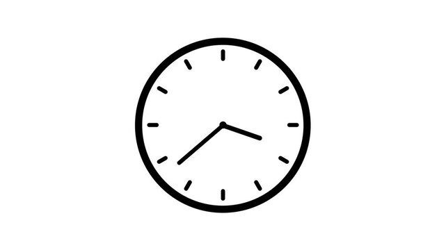 Black clock icon with moving arrows in 12 hour loop. Stopwatch animation Video. Alpha channel
