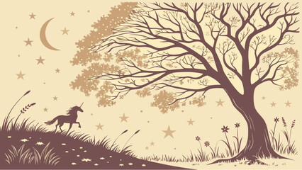 vector illustration of a tree in autumn