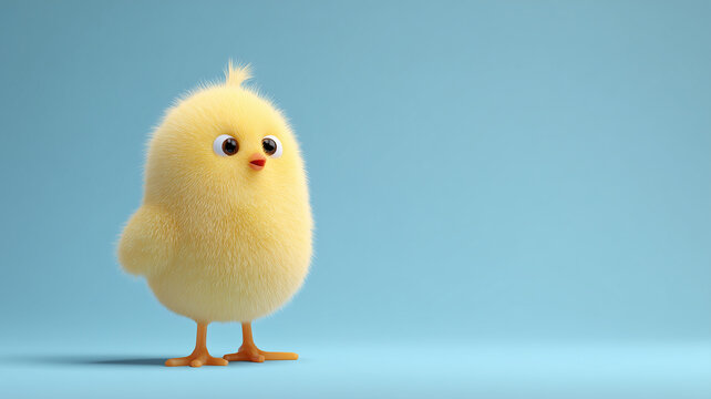 Sweet Easter chick on a soft pastel background. Simple spring illustration with copy space, ideal for kids artwork, Easter greetings, banners, posters and holiday decorations.