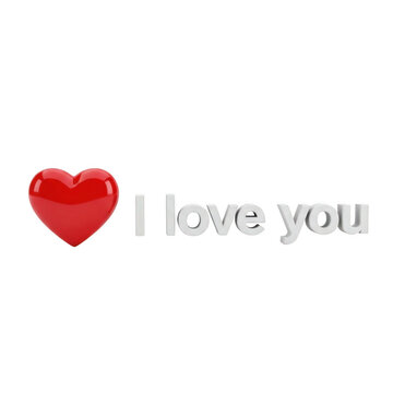 Red heart message isolated on transparent background