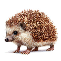 watercolor of Hedgehog Walking Cautiously, isolated on a white background. © brixel