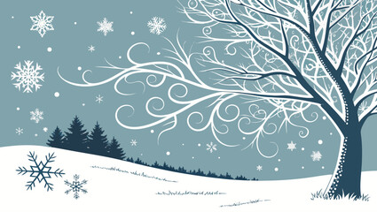 winter landscape with trees and snow