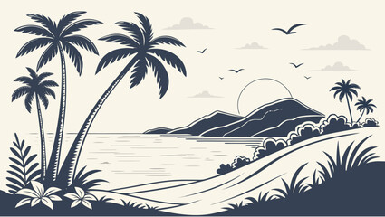 vector illustration of a tropical island