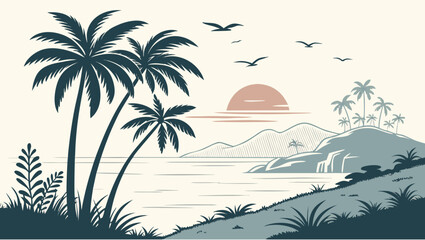 vector illustration of a tropical island