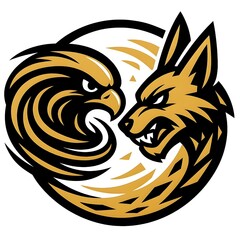 Wind Falcon vs Sand Jackal Esports Mascot Logo Vector