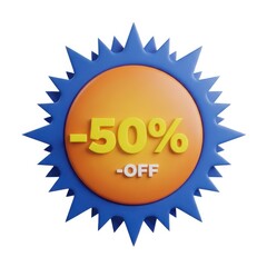 Naklejka premium Vibrant blue and orange 50% off sale badge