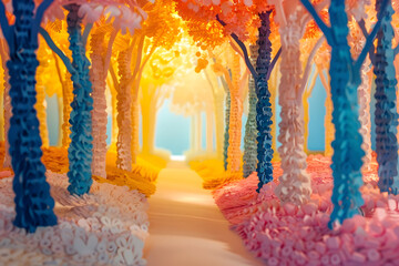 Enchanting paper art forest crafted from layered colored paper for creative inspiration