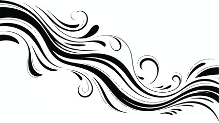 Fototapeta premium black and white swirling wave design element graphic