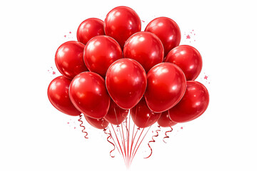 Red balloons bouquet isolated on white background for Valentine&rsquo;s Day