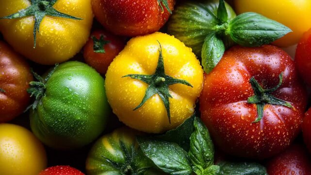 Fresh heirloom tomatoes in various colors