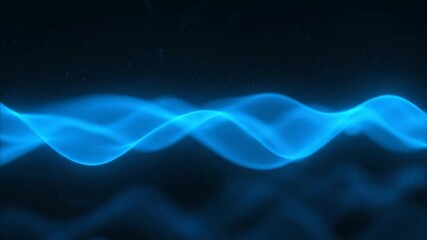 Abstract glowing blue waves on dark background