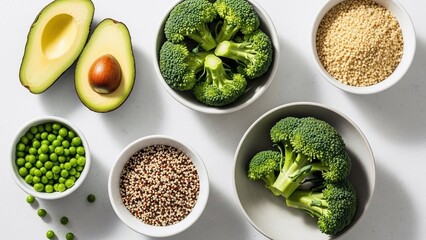 Healthy Food Ingredients on White Background.