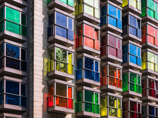 Colorful windows frame Residential Building Architecture pattern design decoration