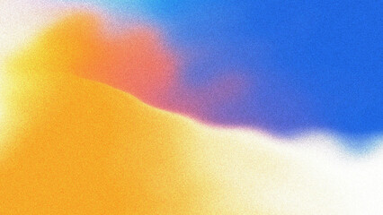 Vibrant Blue and Orange Abstract Gradient With Soft Grain. Colorful Dreamy Blur, Warm Sunset Tones on Cool Blue. Modern Abstract Background With Soft Cloudy Texture. Bright Gradient Flow, Blue Orange.