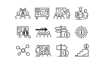Grid emergency communication point icon information direction node evacuation vector logic step