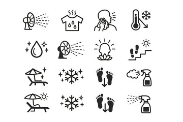 Heatwave urban support vector icon signal awareness misting relief clarity body cooling