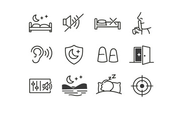 Environment quiet cue sleep noise reduction icons minimalist night calm clarity icon