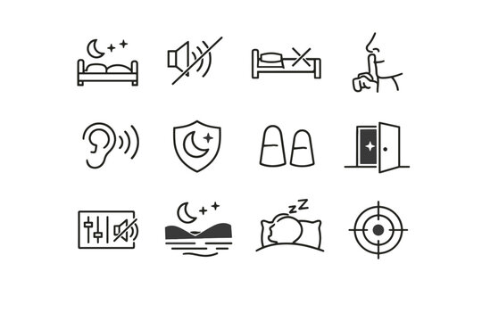 Environment quiet cue sleep noise reduction icons minimalist night calm clarity icon