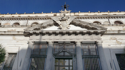 Palermo, Italy - December 18, 2025: Facade of the Royal Palace-Monte di Pieta in center of Palermo.