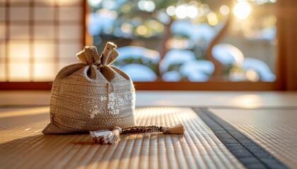 Coming of Age Day preparation still life with traditional Japanese accessories