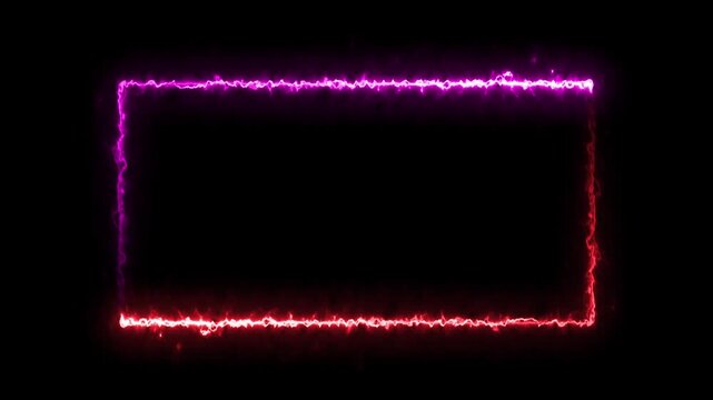Neon looped light thunder frame animation isolated on black background