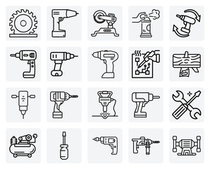 Construction Site Power Equipment &ndash; Jack Hammer, Rotary Laser, And Power Shear For Building And Demolition.
