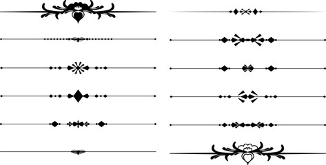 Ornamental line page divider design set with decorative horizontal borders separators and typography elements © Rk Creations