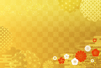 Fototapeta na wymiar 高級感のある 和柄 背景 正月 新年 年賀状 2026年