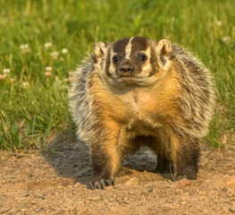 Close up of a badger