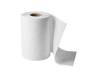 Roll of white paper towel on white background isolated on transparent background