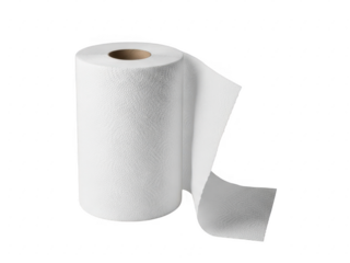 Roll of white paper towel on white background isolated on transparent background