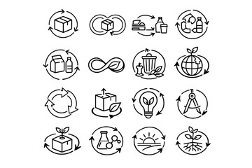 Vector packaging sustainable economy waste circular future design reuse icon resource icons