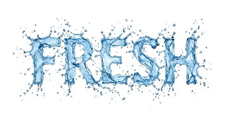 Fresh Word Created From Dynamic Blue Water Splashes