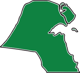 Map of Kuwait in green color  Middle East country outline