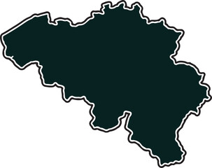 Belgium map outline silhouette  European country shape