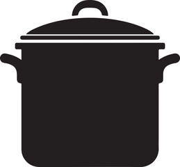 Black silhouette of a cooking pot with lid and handles