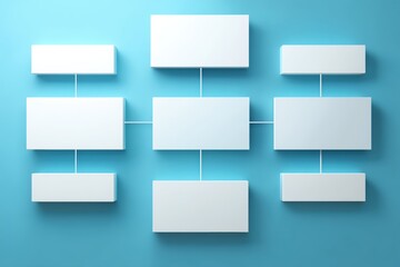 Blank flowchart template on a blue background for business presentations and planning.