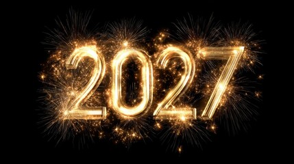 2027 with fireworks on a black background