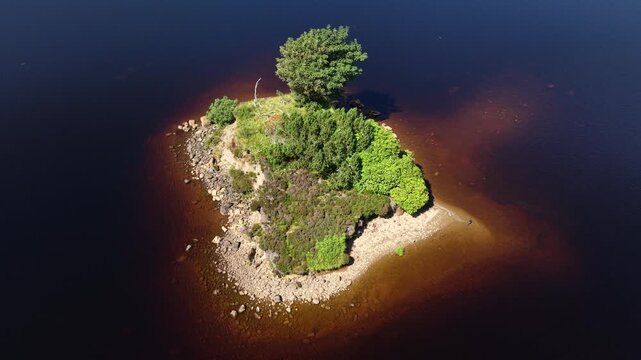 Aerial view of small island in loch ness Scotland Great Britain during summer season