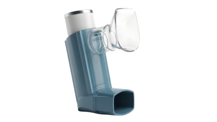 Realistic Isolated Medical Inhaler and Spacer Device PNG on Transparent Background – High Detail Cutout

