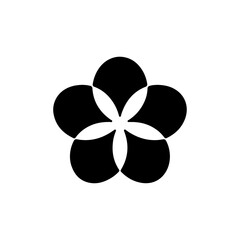Black Flower Vector Icon Isolated on White Background, Minimal Floral Silhouette Design.