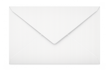 White envelope with a closed flap, ready for custom text or design, representing correspondence, communication, and information. Transparent background