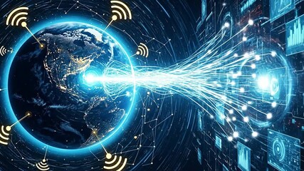 Global network connecting the world with digital information and communication technology. - Powered by Adobe