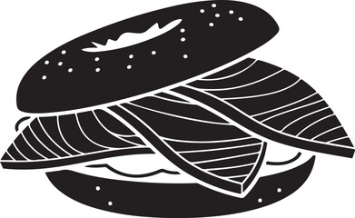 Black and white clam illustration on transparent background