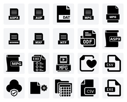 Application And Data File Format Graphics &ndash; Exe, Csv, And Odf For Software, Data Analysis, And Office Uis