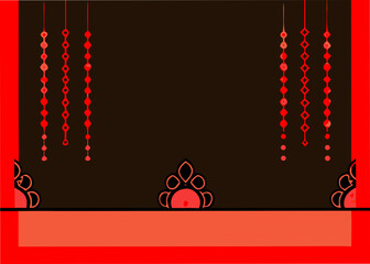 Vibrant red and black wall decoration