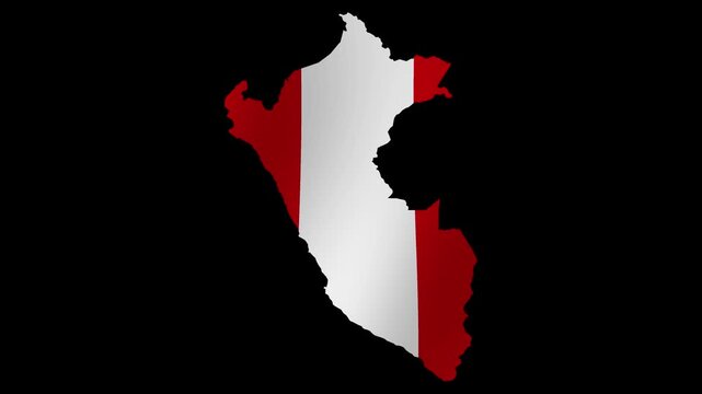 Looping animation of the Peruvian flag as a map with a transparent background in 4K format