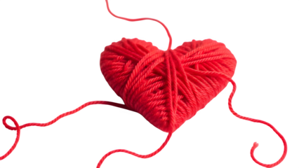 Vibrant red yarn heart symbol on black background for Valentine's Day