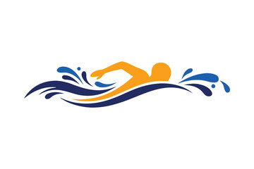 Obraz premium Professional Swimming Club Logo with Splash Effect Vector
